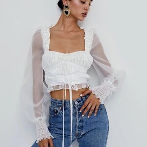For Love & Lemons Women's White Gabrielle Top size xs